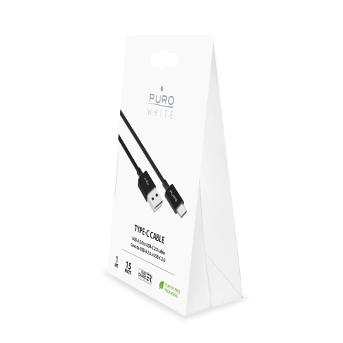 Kup PURO Weißes USB-A / USB-C Kabel 1m (schwarz) - PUR516BLK - {ean13} - Sklep Home Screen