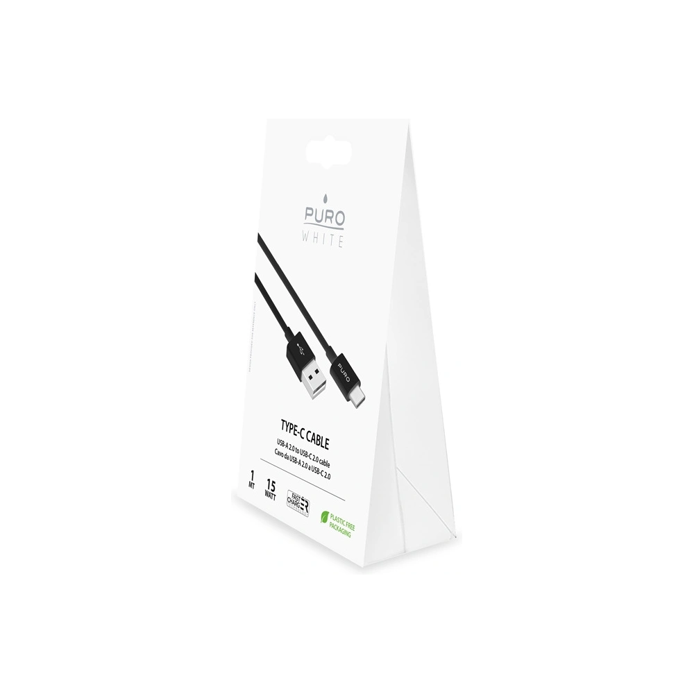 Kabel PURO White USB-A / USB-C 1m (czarny)