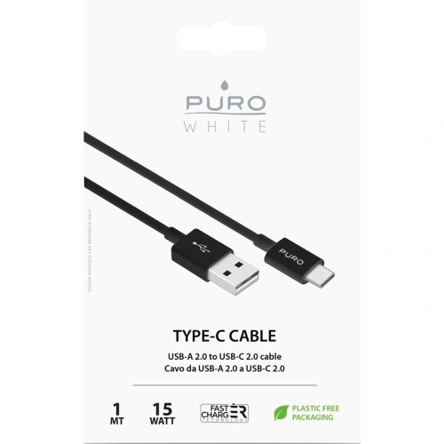 Kup PURO Weißes USB-A / USB-C Kabel 1m (schwarz) - PUR516BLK - {ean13} - Sklep Home Screen