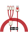 Kabel USB 3w1 Baseus Year of the Tiger, USB do micro USB / USB-C / Lightning, 3.5A, 1.2m (czerwony)