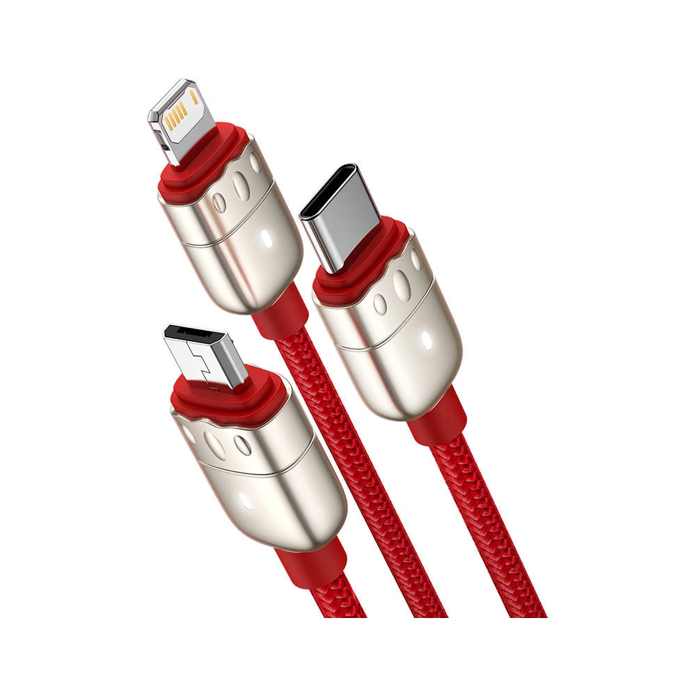 Kabel USB 3w1 Baseus Year of the Tiger, USB do micro USB / USB-C / Lightning, 3.5A, 1.2m (czerwony)