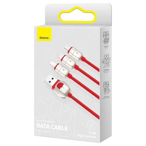 Kup Baseus 1.2m USB 3-in-1 Kabel Year of the Tiger, USB zu micro USB / USB-C / Lightning, 3.5A, (rot) - BSU2912RED - {ean13} - Sklep Home Screen
