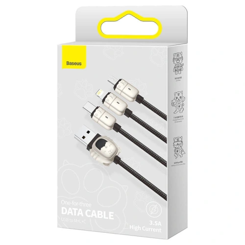 Kup Kabel USB 3w1 Baseus Rok tygra, USB na micro USB / USB-C / Lightning, 3.5A, 1.2m (černý) - BSU2913BLK - {ean13} - Sklep Home Screen