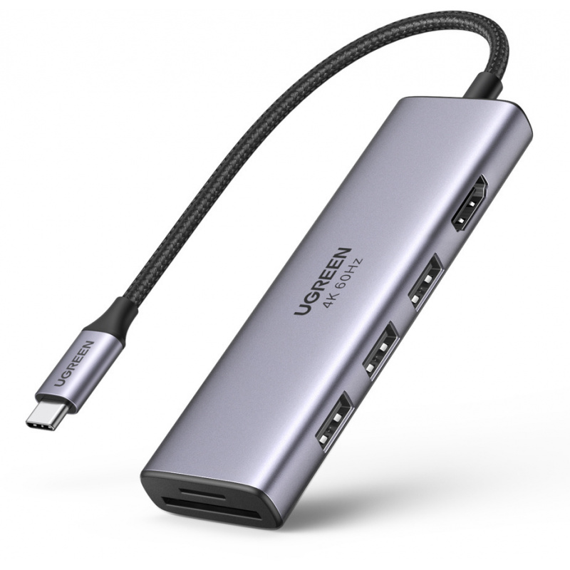 Buy UGREEN CM511 5-in-1 Adapter USB-C Hub to 3x USB3.0 + HDMI + TF / SD (Gray) - 6957303863839 - UGR1078GRY - Homescreen.pl