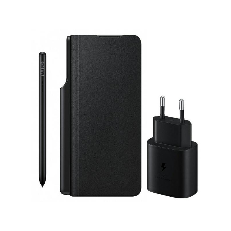Buy Samsung Galaxy Z Fold 3 EF-FF92KKBEGEE black Leather Flip Cover + S Pen + 25W Charger - 8806092740464 - SMG525BLK - Homescreen.pl