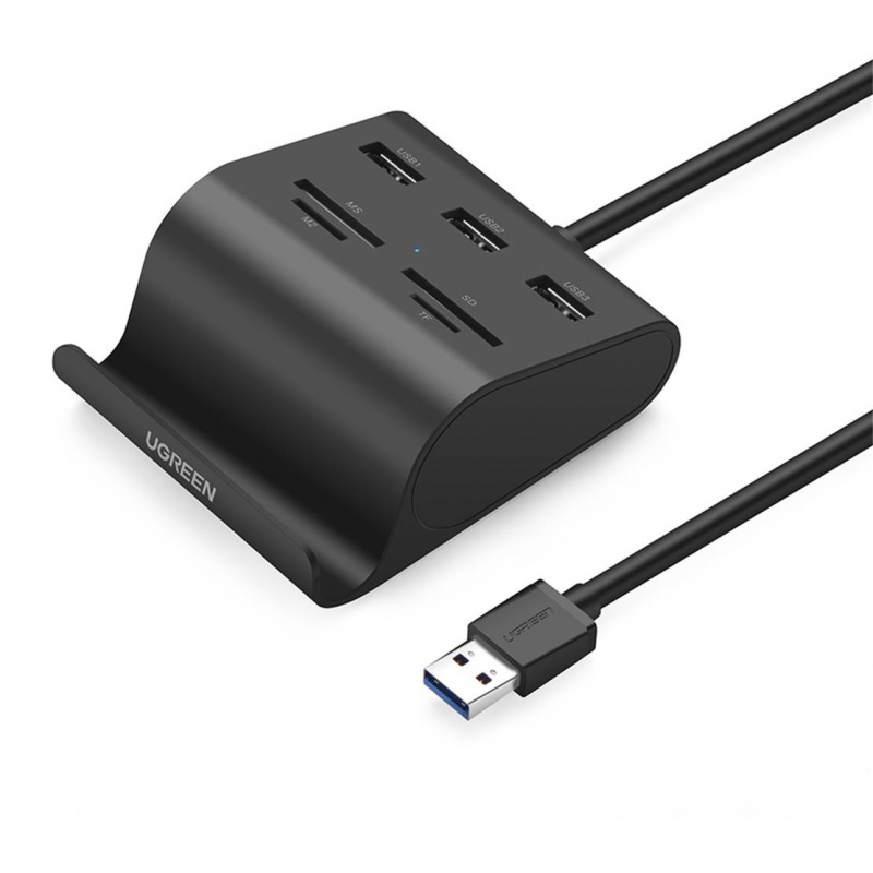 Buy UGREEN US156 5-in-1 Adapter, USB to 3x USB 3.0 + Card Reader (Black) - 6957303839841 - UGR1102BLK - Homescreen.pl