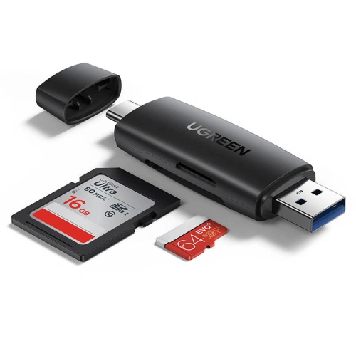 Kup Adaptér USB + USB-C UGREEN CM304 čtečka karet SD + microSD (černá) - UGR1108BLK - {ean13} - Sklep Home Screen
