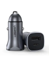 Ładowarka samochodowa UGREEN CD130, USB, USB-C, 24W (szara)