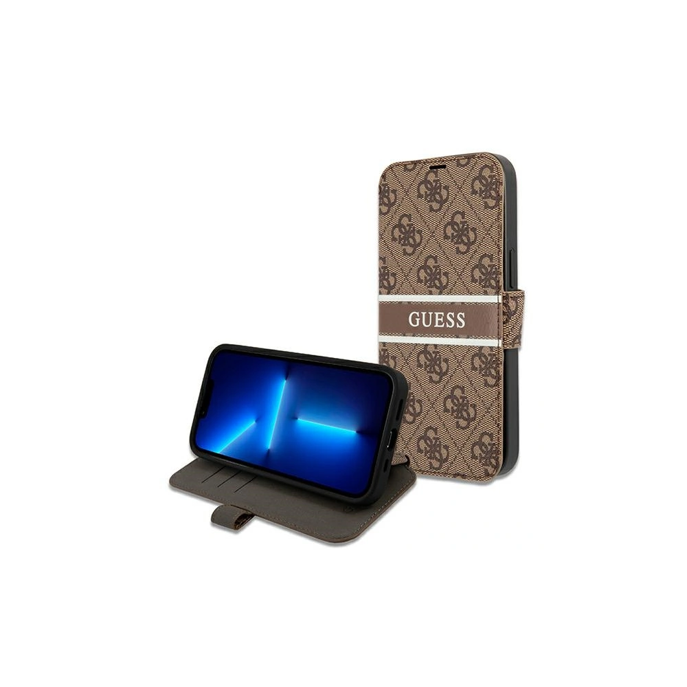 Etui Guess GUBKP13L4GDBR Apple iPhone 13 Pro brązowy/brown book 4G Stripe