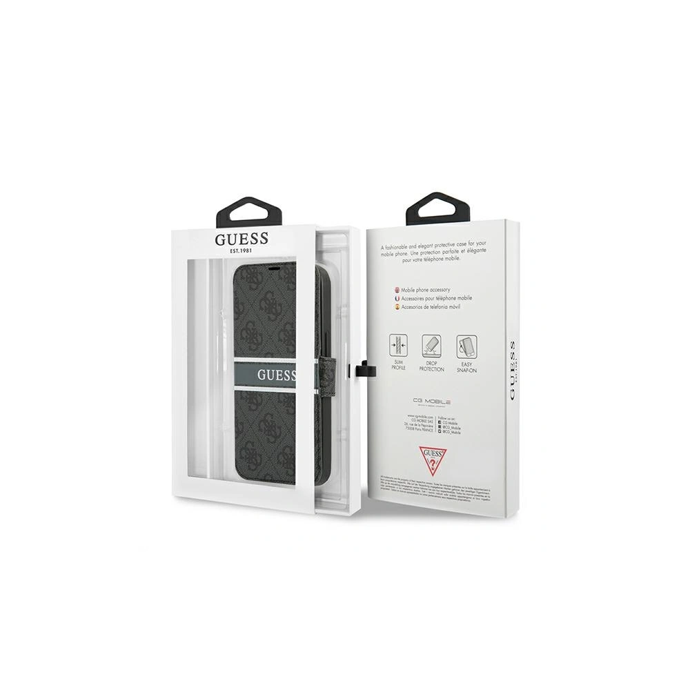 Etui Guess GUBKP13L4GDGR Apple iPhone 13 Pro szary/grey book 4G Stripe