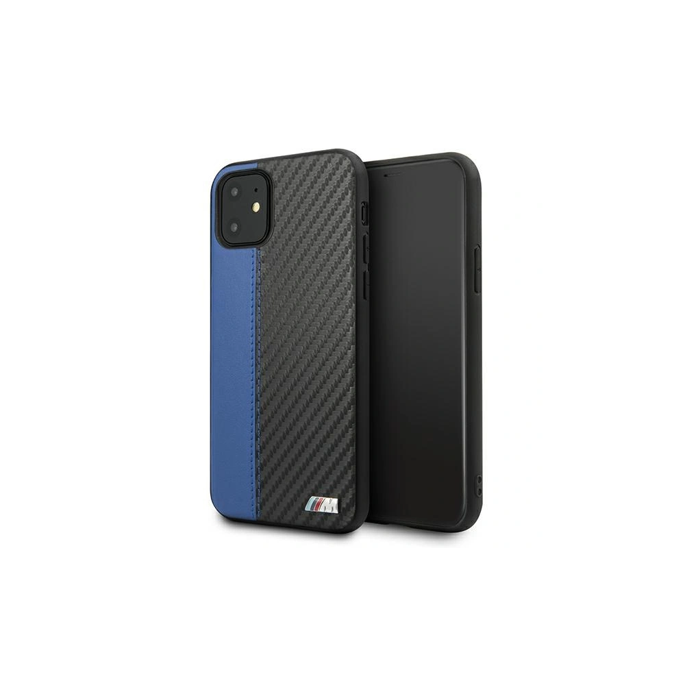 Etui BMW BMHCN61MCARBL Apple iPhone 11 czarny/black hardcase M Collection PU Carbon Blue Stripe