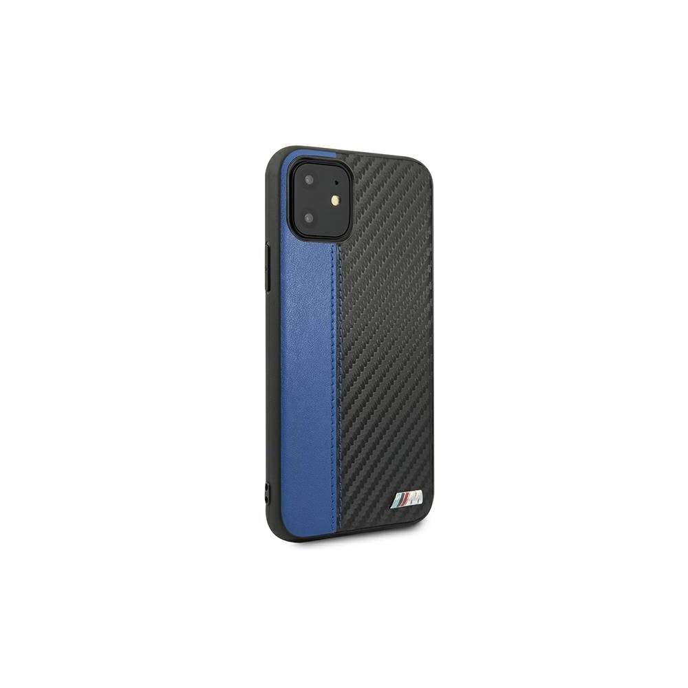 Etui BMW BMHCN61MCARBL Apple iPhone 11 czarny/black hardcase M Collection PU Carbon Blue Stripe