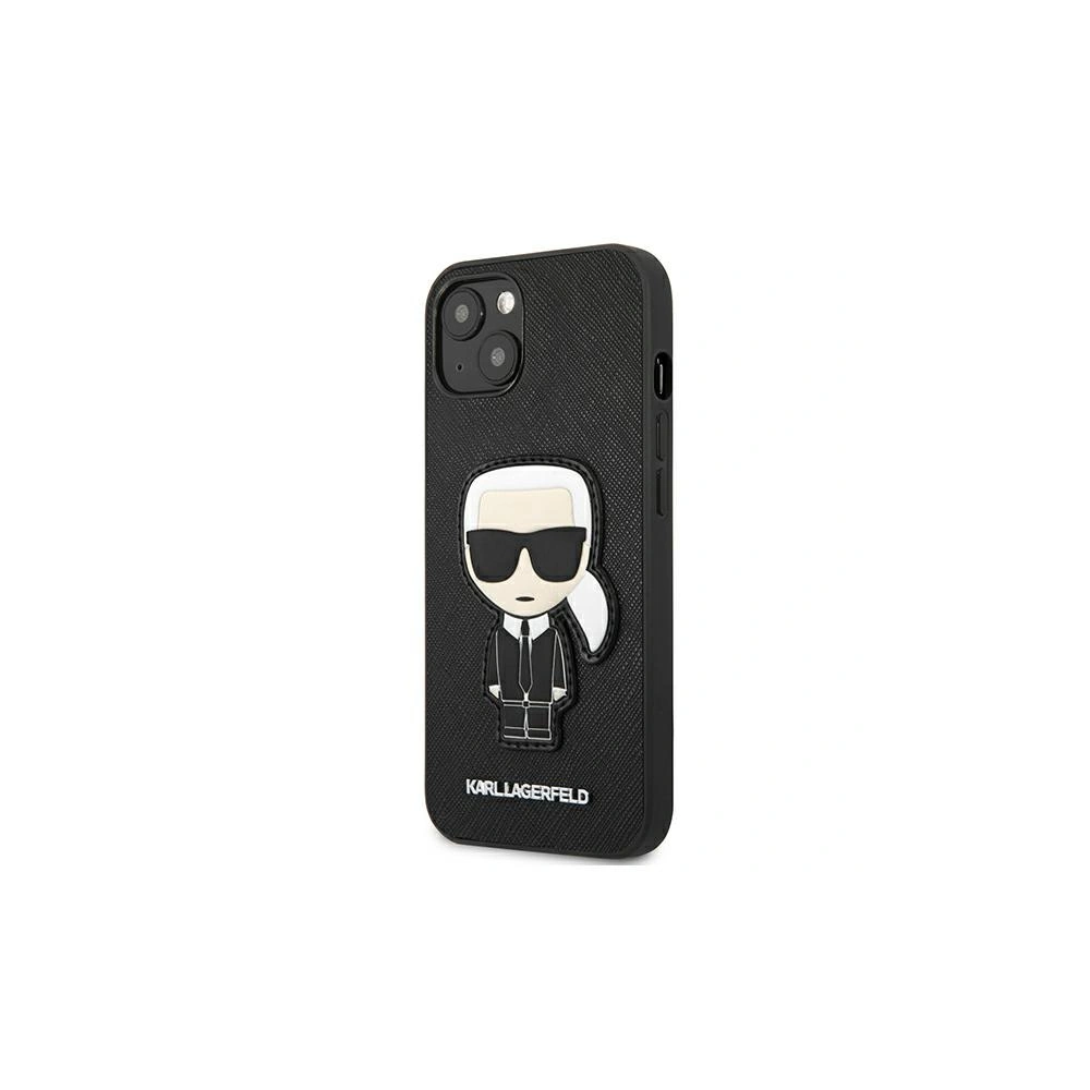 Etui Karl Lagerfeld KLHCP13MOKPK Apple iPhone 13 czarny/black hardcase Saffiano Ikonik Karl`s Patch
