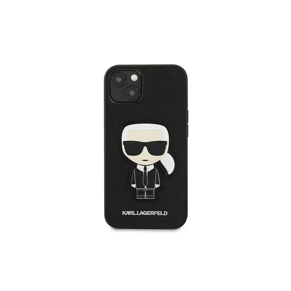 Etui Karl Lagerfeld KLHCP13MOKPK Apple iPhone 13 czarny/black hardcase Saffiano Ikonik Karl`s Patch