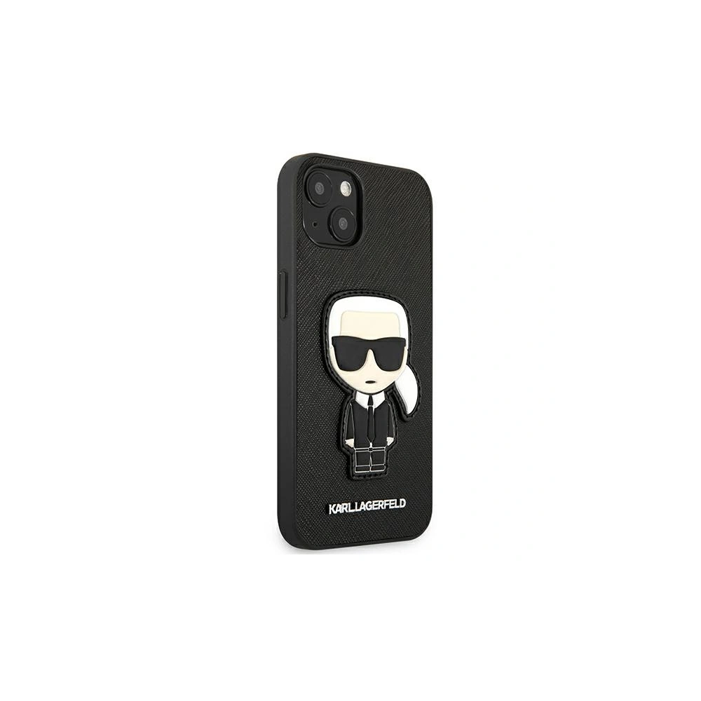 Etui Karl Lagerfeld KLHCP13MOKPK Apple iPhone 13 czarny/black hardcase Saffiano Ikonik Karl`s Patch