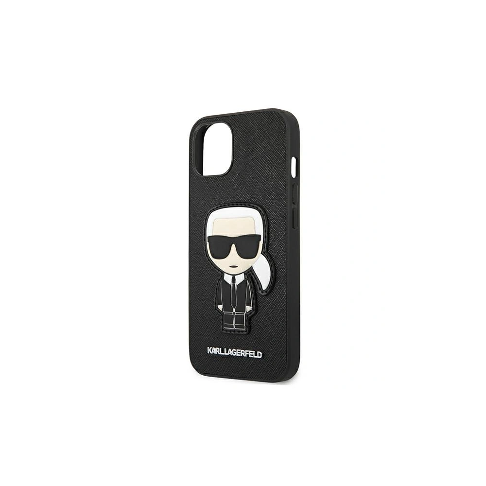Etui Karl Lagerfeld KLHCP13MOKPK Apple iPhone 13 czarny/black hardcase Saffiano Ikonik Karl`s Patch