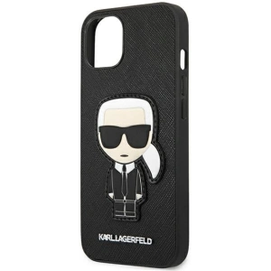 Kup Karl Lagerfeld Apple Tasche KLHCP13SOKPK iPhone 13 mini schwarz/schwarz Hartschale Saffiano Ikonik Karl`s Patch - KLD774BLK - {ean13} - Sklep Home Screen