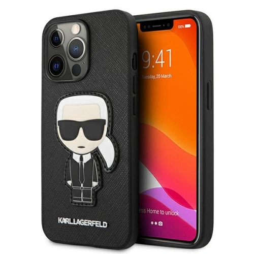 Kup Etui Karl Lagerfeld KLHCP13XOKPK Apple iPhone 13 Pro Max negru/black hardcase Saffiano Ikonik Patch-ul lui Karl - KLD775BLK - {ean13} - Sklep Home Screen