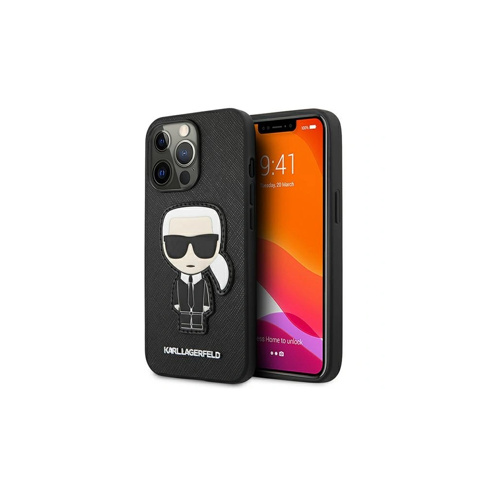 Etui Karl Lagerfeld KLHCP13XOKPK Apple iPhone 13 Pro Max czarny/black hardcase Saffiano Ikonik Karl`s Patch
