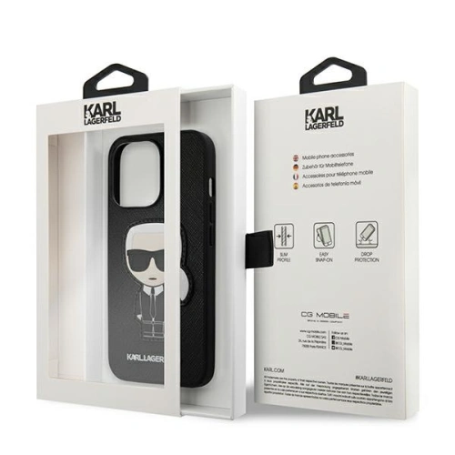 Kup Etui Karl Lagerfeld KLHCP13XOKPK Apple iPhone 13 Pro Max negru/black hardcase Saffiano Ikonik Patch-ul lui Karl - KLD775BLK - {ean13} - Sklep Home Screen