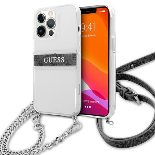 Kup Etui Guess GUHCP13LKC4GBSI Apple iPhone 13 Pro Átlátszó kemény tok 4G Szürke Pánt Ezüst Lánc - GUE1478CL - {ean13} - Sklep Home Screen