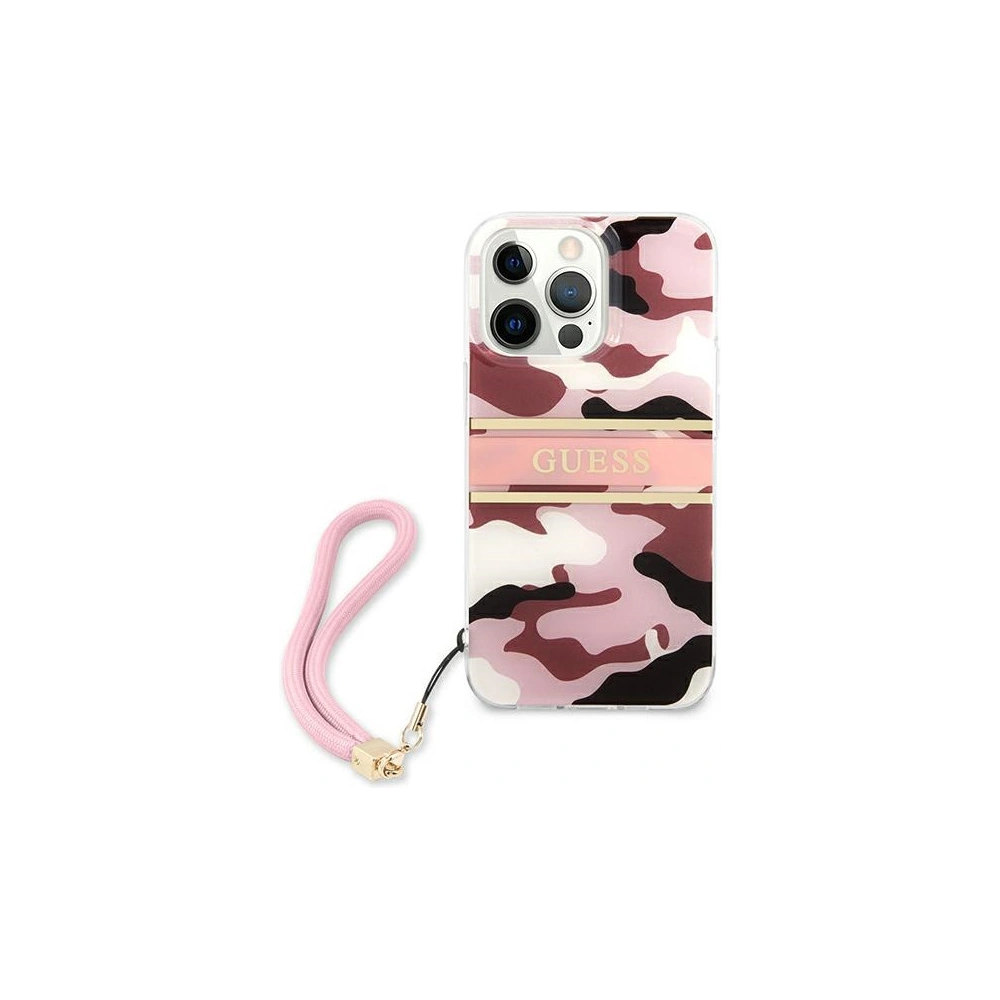 Etui Guess GUHCP13LKCABPI Apple iPhone 13 Pro różowy/pink hardcase Camo Strap Collection