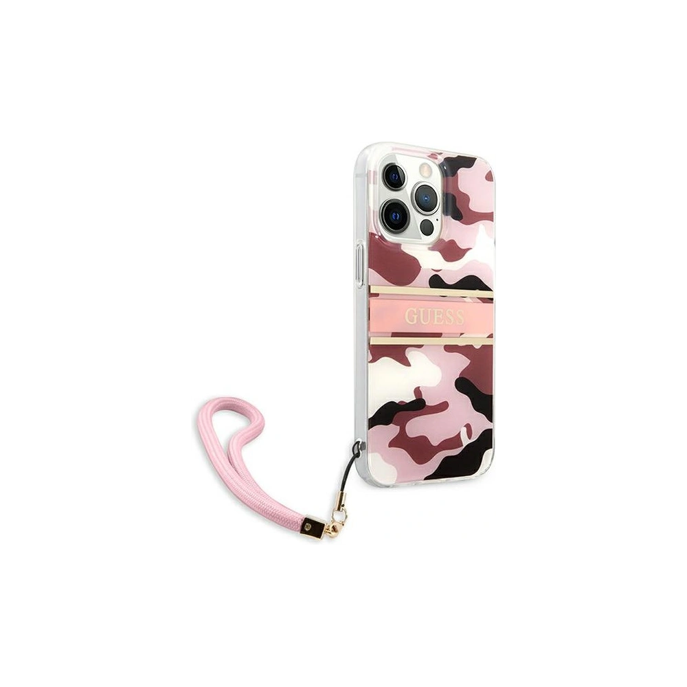 Etui Guess GUHCP13LKCABPI Apple iPhone 13 Pro różowy/pink hardcase Camo Strap Collection