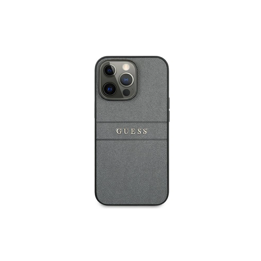 Etui Guess GUHCP13LPSASBGR Apple iPhone 13 Pro szary/grey Saffiano Strap