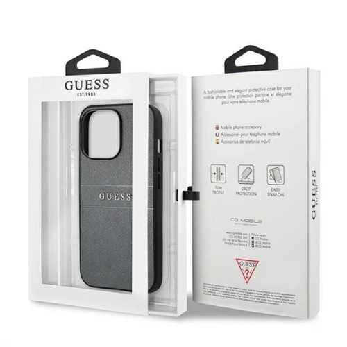 Kup Etui Guess GUHCP13LPSASBGR Apple iPhone 13 Pro gri/grey Saffiano Strap - GUE1483GRY - {ean13} - Sklep Home Screen