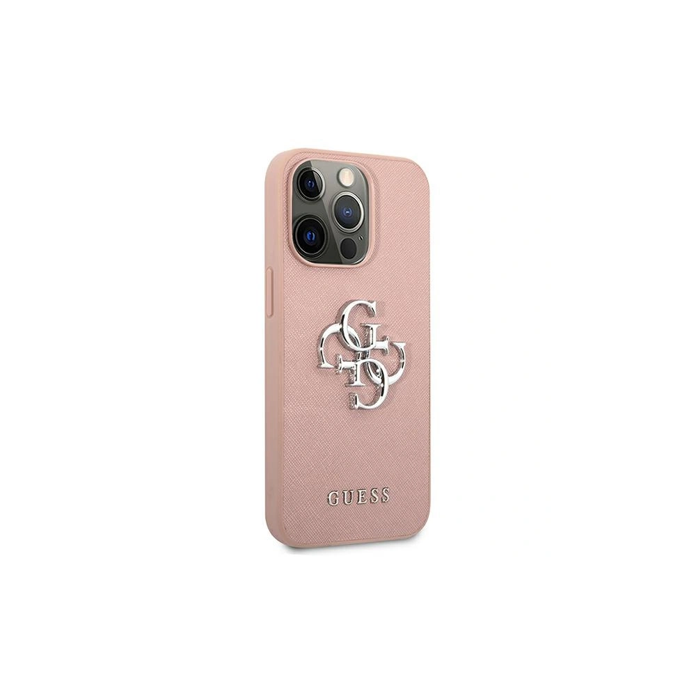 Etui Guess GUHCP13LSA4GSPI Apple iPhone 13 Pro różowy/pink hardcase Saffiano 4G Metal Logo