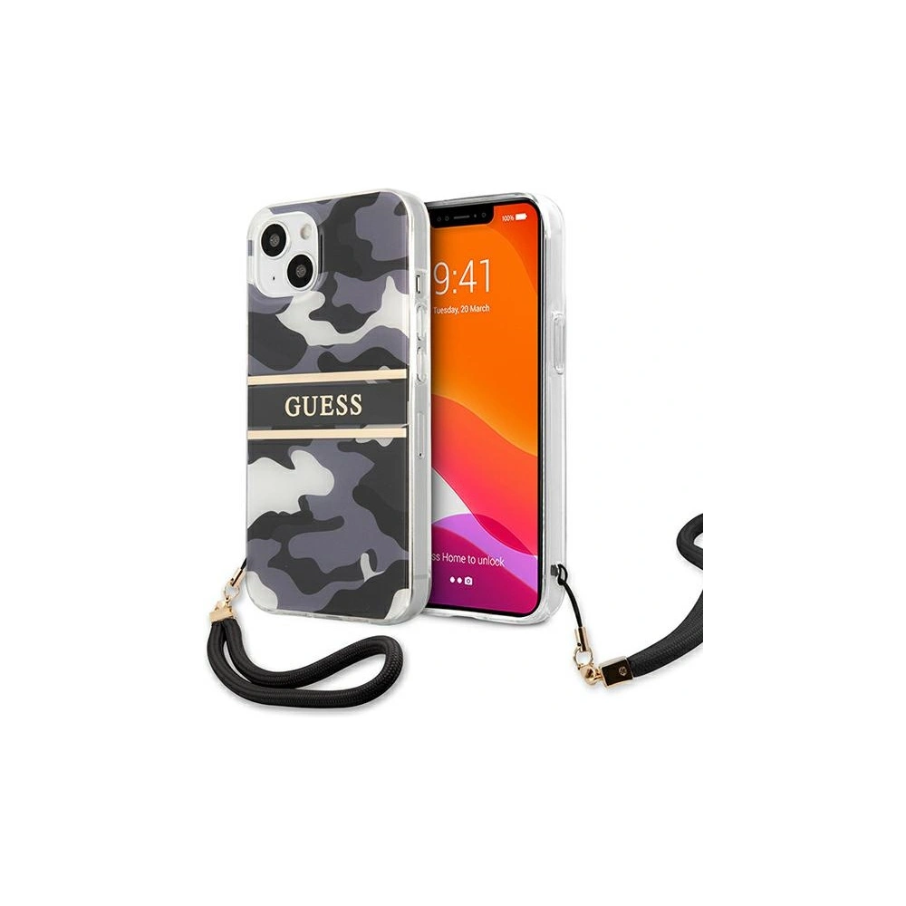 Etui Guess GUHCP13MKCABBK Apple iPhone 13 czarny/black hardcase Camo Strap Collection