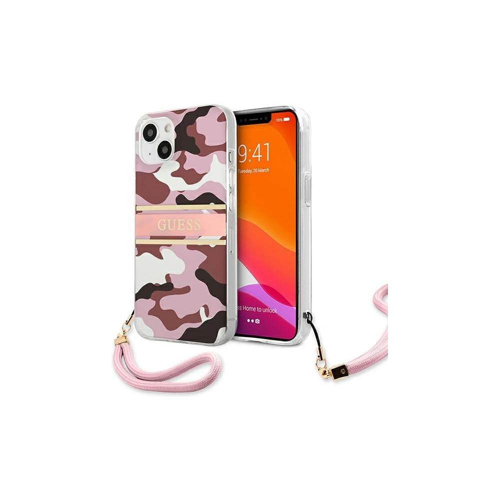 Etui Guess GUHCP13MKCABPI Apple iPhone 13 różowy/pink hardcase Camo Strap Collection