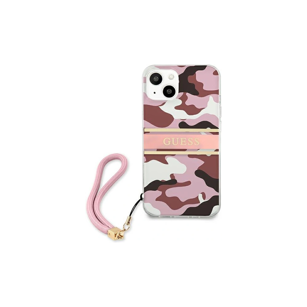 Etui Guess GUHCP13MKCABPI Apple iPhone 13 różowy/pink hardcase Camo Strap Collection