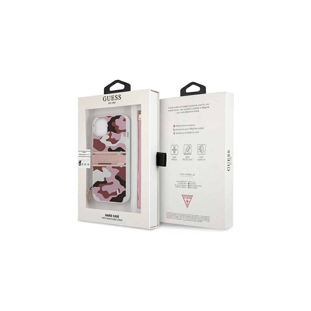 Etui Guess GUHCP13MKCABPI Apple iPhone 13 różowy/pink hardcase Camo Strap Collection
