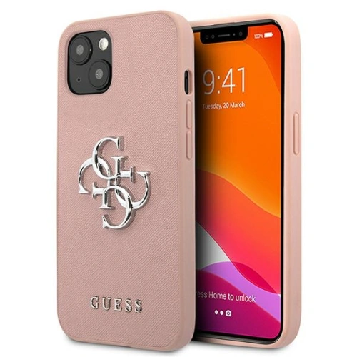 Kup Guess Apple Tasche GUHCP13MSA4GSPI iPhone 13 rosa/rosa Hartschale Saffiano 4G Metall Logo - GUE1499PNK - {ean13} - Sklep Home Screen