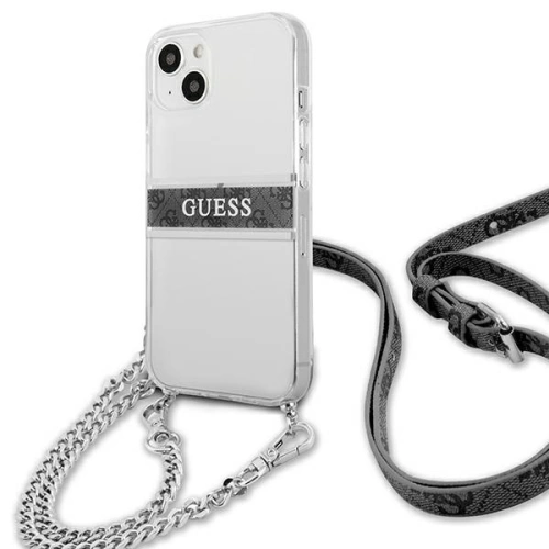 Kup Etui Guess GUHCP13SKC4GBSI Apple iPhone 13 mini Průhledný tvrzený kryt 4G Šedý popruh Stříbrný řetěz - GUE1502CL - {ean13} - Sklep Home Screen