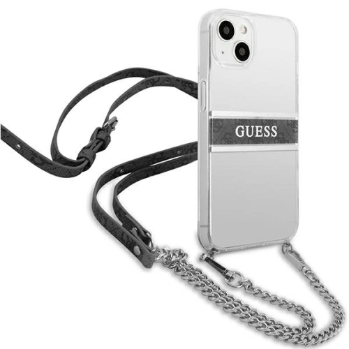 Kup Etui Guess GUHCP13SKC4GBSI Apple iPhone 13 mini Průhledný tvrzený kryt 4G Šedý popruh Stříbrný řetěz - GUE1502CL - {ean13} - Sklep Home Screen