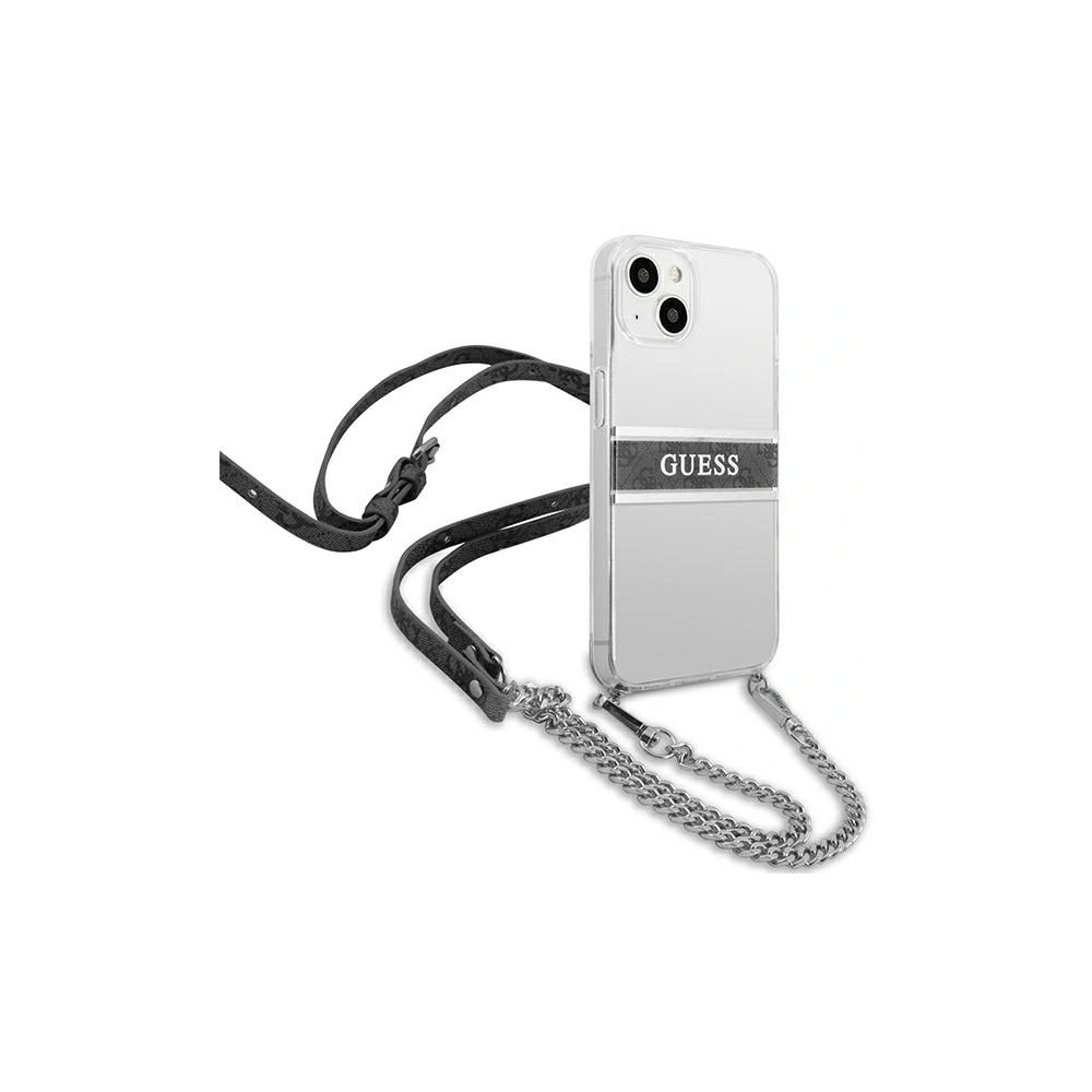 Etui Guess GUHCP13SKC4GBSI Apple iPhone 13 mini Transparent hardcase 4G Grey Strap Silver Chain