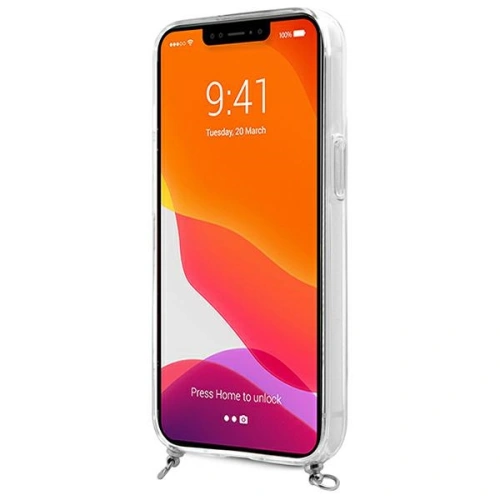 Kup Etui Guess GUHCP13SKC4GBSI Apple iPhone 13 mini Průhledný tvrzený kryt 4G Šedý popruh Stříbrný řetěz - GUE1502CL - {ean13} - Sklep Home Screen