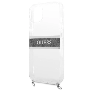 Kup Guess Apple Tasche GUHCP13SKC4GBSI iPhone 13 mini Transparentes Hartschalenetui 4G Grau Riemen Silber Kette - GUE1502CL - {ean13} - Sklep Home Screen