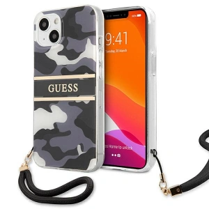 Kup Guess Apple Tasche GUHCP13SKCABBK iPhone 13 mini schwarz/schwarz Hardcase Camo Strap Collection - GUE1503BLK - {ean13} - Sklep Home Screen
