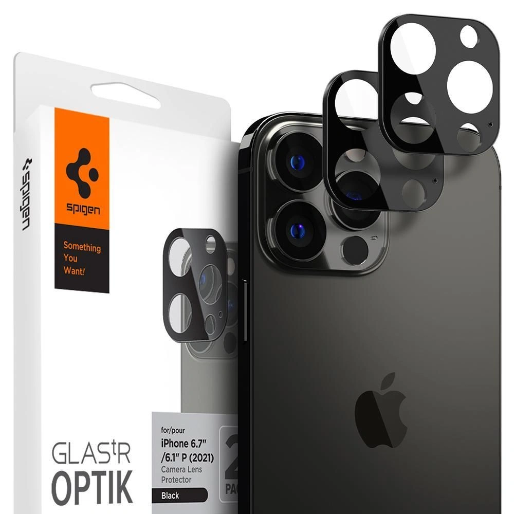 Szkło hartowane na aparat Spigen Optik Camera Lens Apple iPhone 13 Pro/13 Pro Max Graphite [2 PACK]