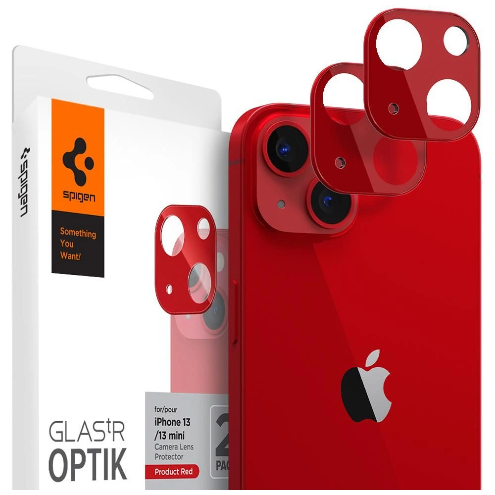 Szkło hartowane na aparat Spigen Optik Camera Lens Apple iPhone 13/13 mini Red [2 PACK]