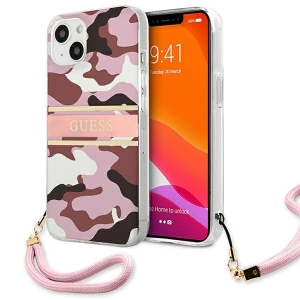 Kup Guess Apple Tasche GUHCP13SKCABPI iPhone 13 mini rosa/rosa Hardcase Camo Strap Collection - GUE1504PNK - {ean13} - Sklep Home Screen