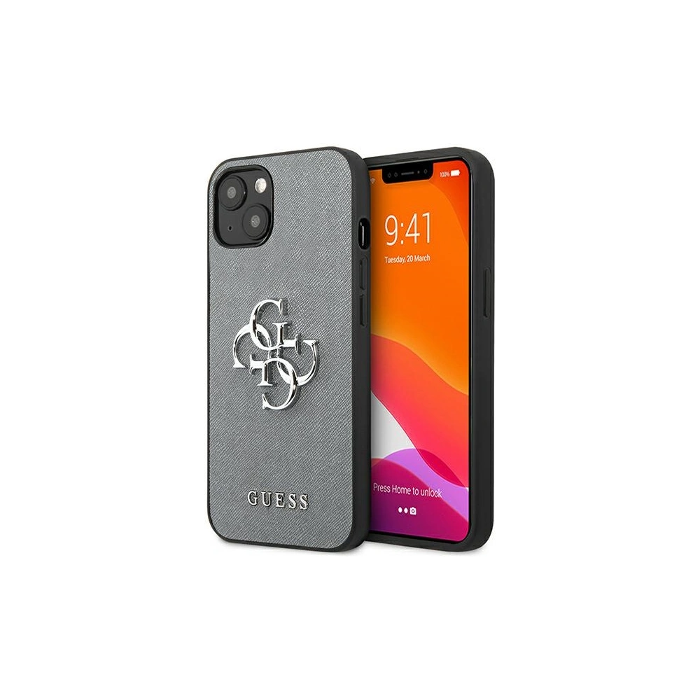 Etui Guess GUHCP13SSA4GSGR Apple iPhone 13 mini szary/grey hardcase Saffiano 4G Metal Logo