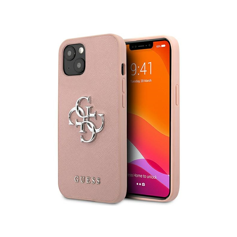 Buy Guess GUHCP13SSA4GSPI Apple iPhone 13 mini pink hardcase Saffiano 4G Metal Logo - 3666339024192 - GUE1511PNK - Homescreen.pl