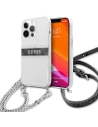 Guess GUHCP13XKC4GBSI Apple iPhone 13 Pro Max Transparent hardcase 4G Grey Strap Silver Chain