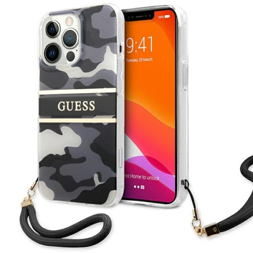 Kup Guess Apple Tasche GUHCP13XKCABBK iPhone 13 Pro Max schwarz/schwarz Hardcase Camo Strap Collection - GUE1516BLK - {ean13} - Sklep Home Screen