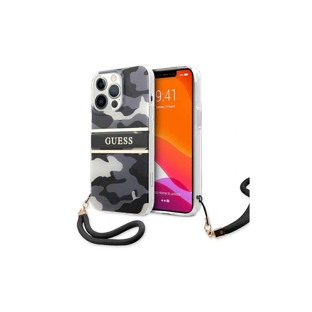 Etui Guess GUHCP13XKCABBK Apple iPhone 13 Pro Max czarny/black hardcase Camo Strap Collection