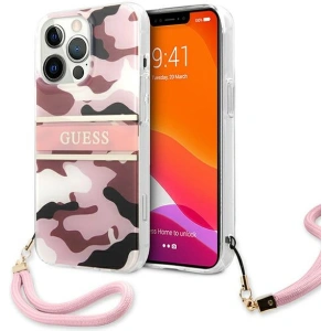 Etui Guess GUHCP13XKCABPI Apple iPhone 13 Pro Max różowy/pink hardcase Camo Strap Collection